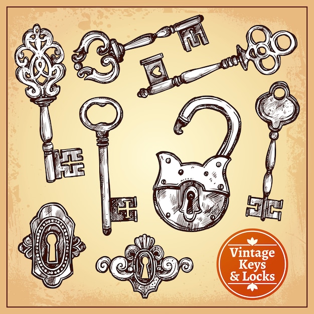 Vintage Ornamental Keys And Locks  Key tattoos, Key drawings, Vintage key  tattoos