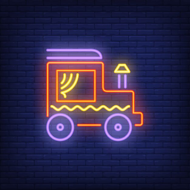 Free vector locomotive with chimney neon sign