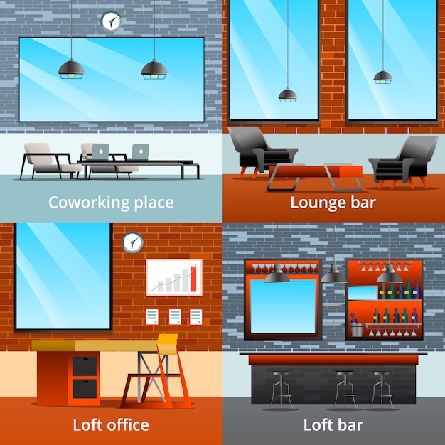 Free vector loft interiors