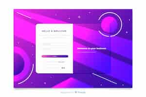 無料ベクター 幾何学的図形を含むログインランディングページ