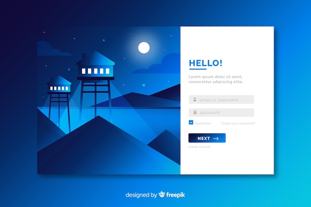 Free vector log in landing page business template