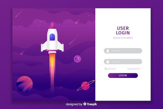 Free vector log in landing page design