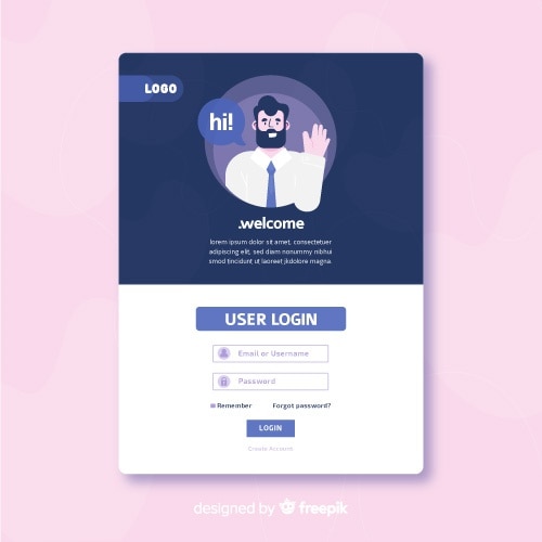 Log in landing page template Free Vector