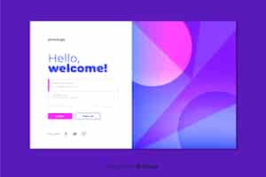 Free vector log in landing page with gradient geometric shapes