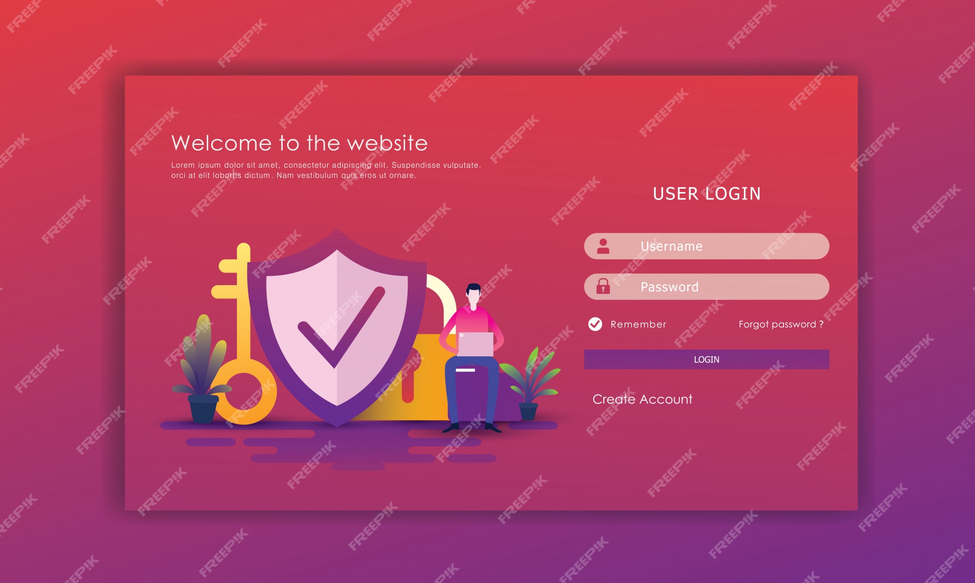 Premium Vector | Log in page design