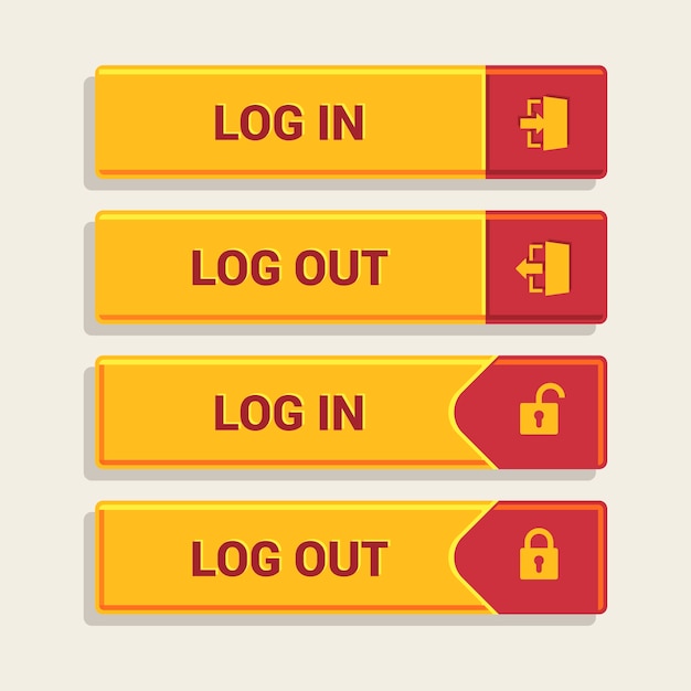 無料ベクター ログインとログアウトのボタン アイコンのデザイン