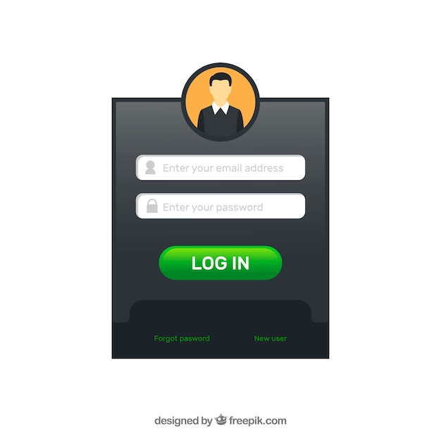 Free vector login form design with avatar