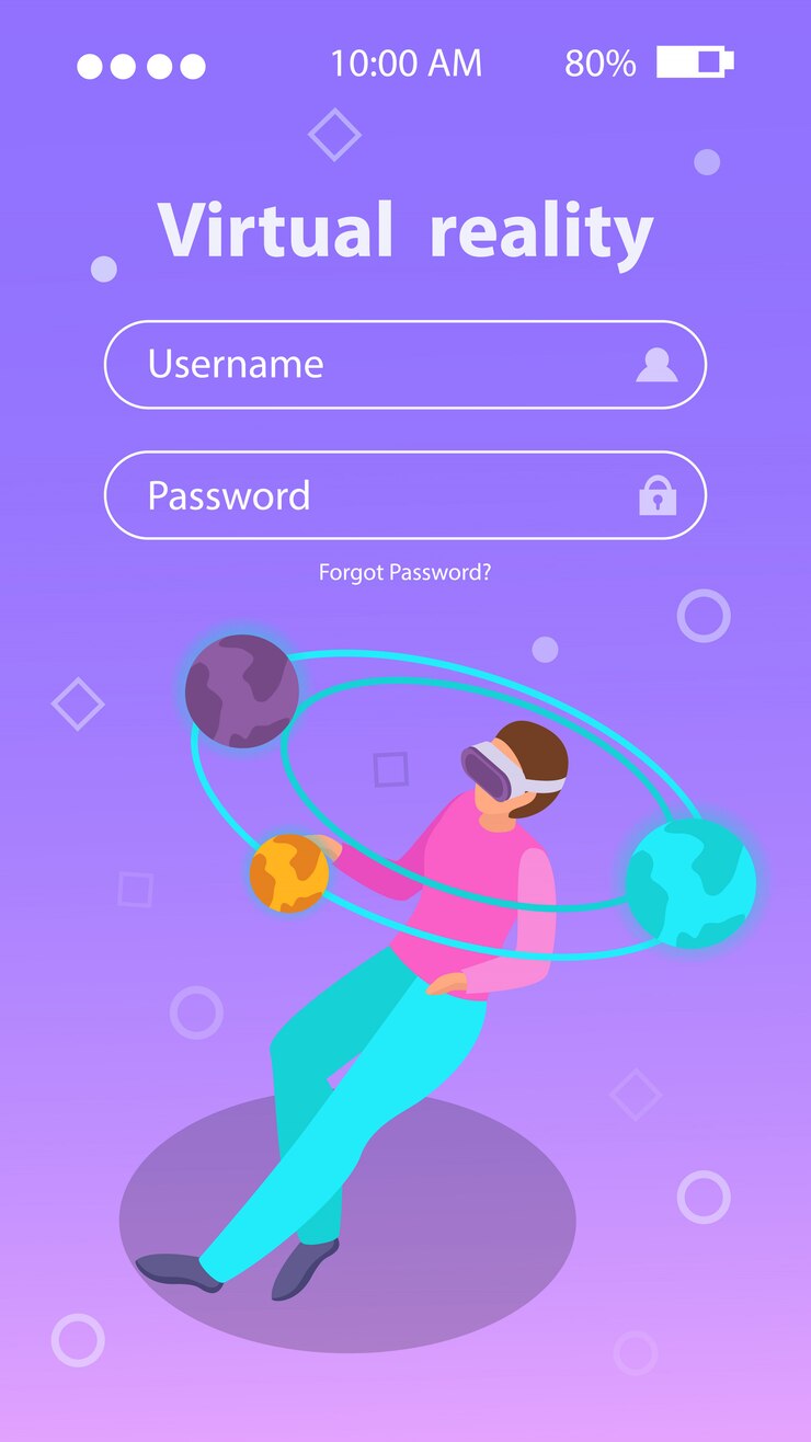 Free Vector login form isometric with person wearing augmented reality goggles 3d vector illustration
