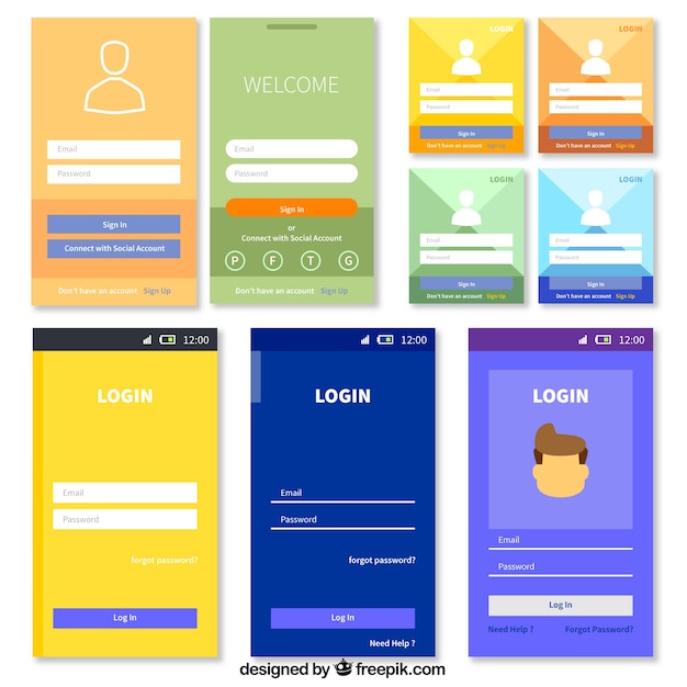 Free vector login form template collection