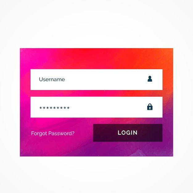 Login form template on colorful background