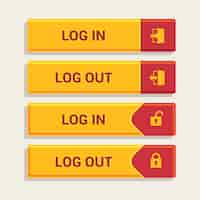 Free vector login and logout buttons icons design