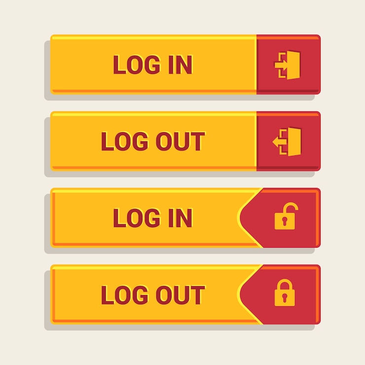 मुफ़्त वेक्टर login and logout buttons icons design