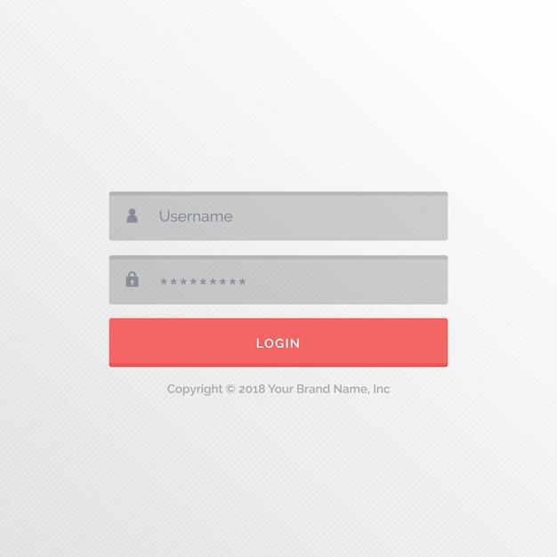 Free vector login template with gray background