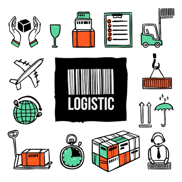 Vettore gratuito set di icone logistiche