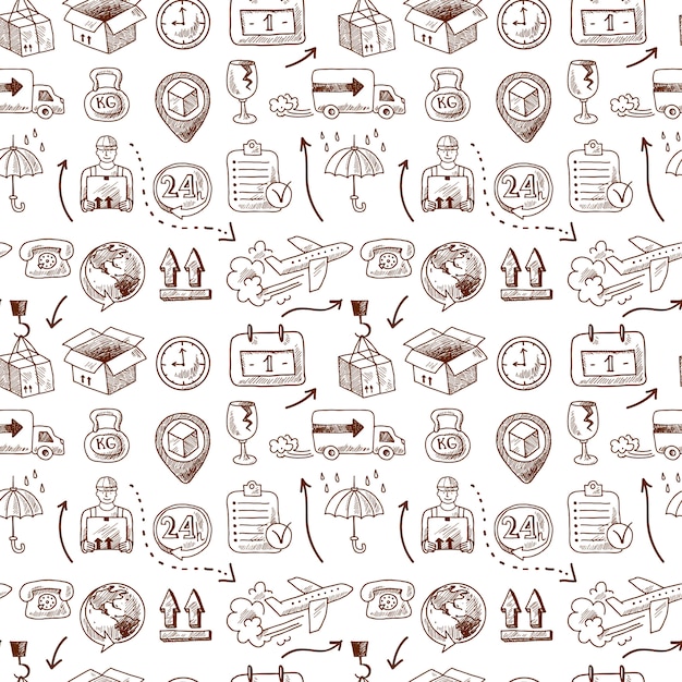 Logistic seamless pattern, doodle style