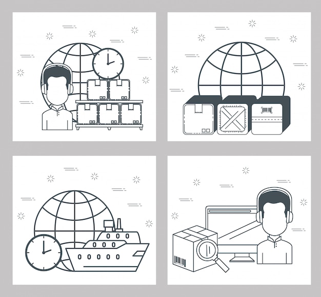 Free vector logistic services icon set