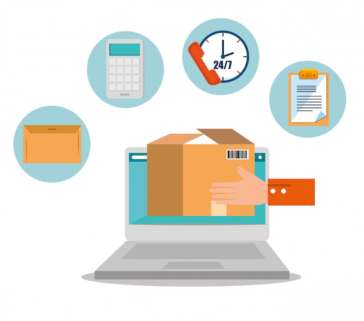 Free Vector logistic services with laptop