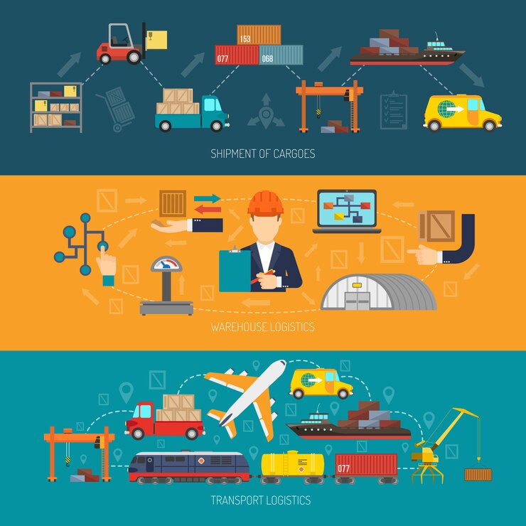 Free Vector logistics banner horizontal