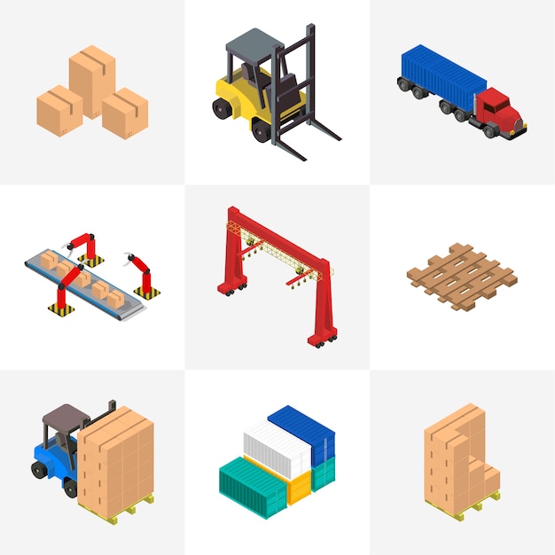 Free vector logistics business industrial isolated icon on background