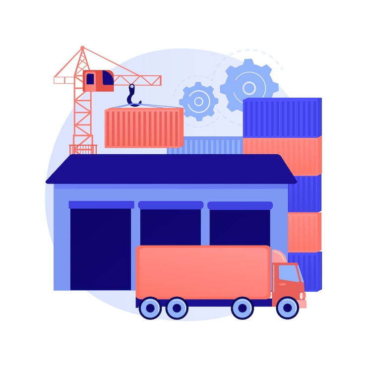 Free Vector logistics hub abstract concept vector illustration. global logistics center, commercial warehouse, distribution hub, supply chain management, transportation cost optimization abstract metaphor.