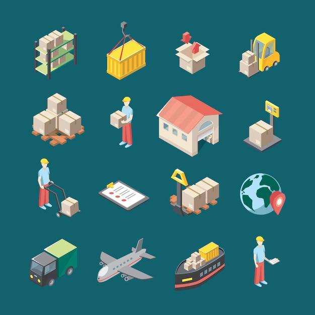 Logistics icons set