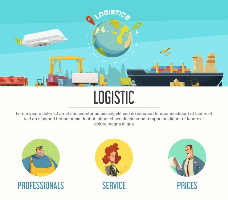 Free Vector logistics page design with professionals and prices symbols cartoon vector illustration 