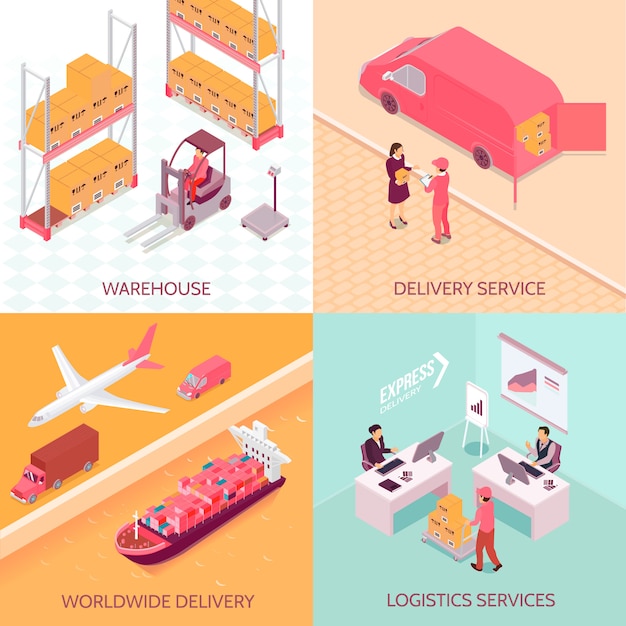 Free vector logistics services isometric