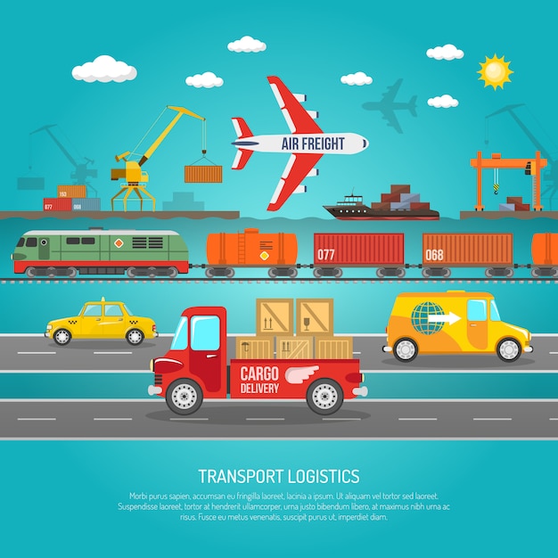 Free vector logistics transportation details flat poster print