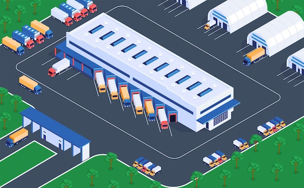 Free vector logistics warehousing isometric view