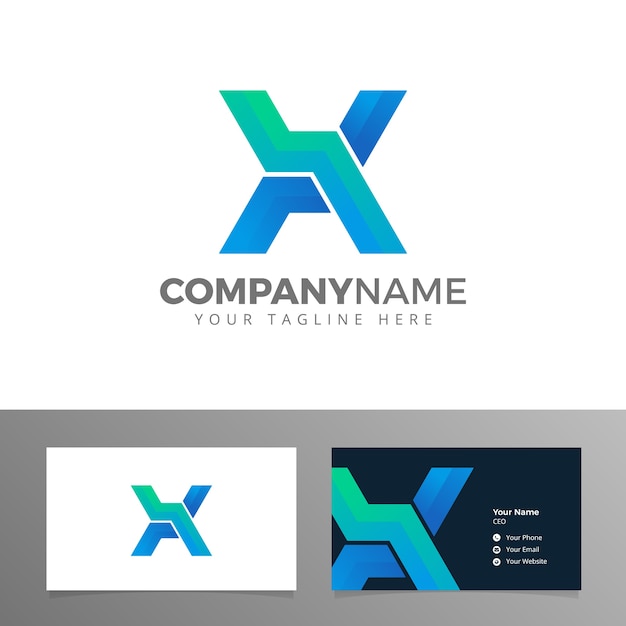 Download Free Logo And Business Card For Company Letter X Vector Blue Corporate Vector Premium Vector Use our free logo maker to create a logo and build your brand. Put your logo on business cards, promotional products, or your website for brand visibility.