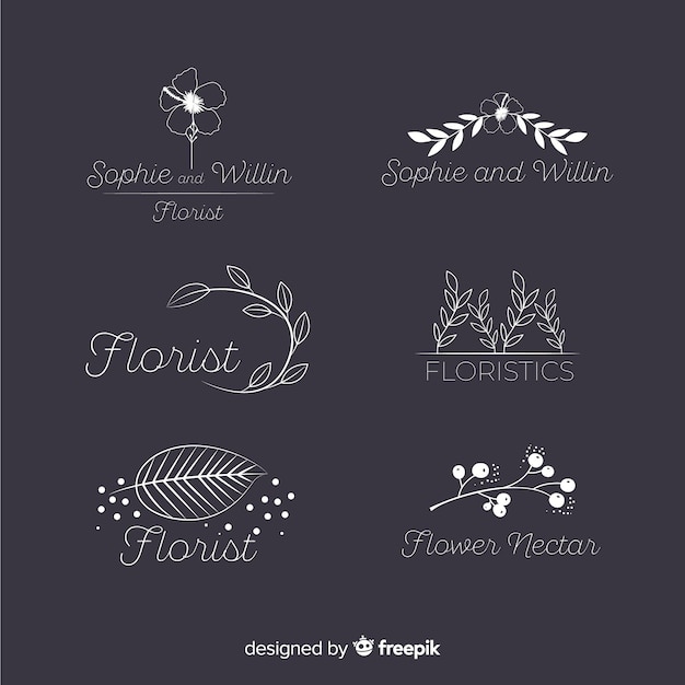 結婚式の花屋のためのロゴのコレクション