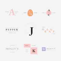 Free vector logo collection with pastel colors minimal style