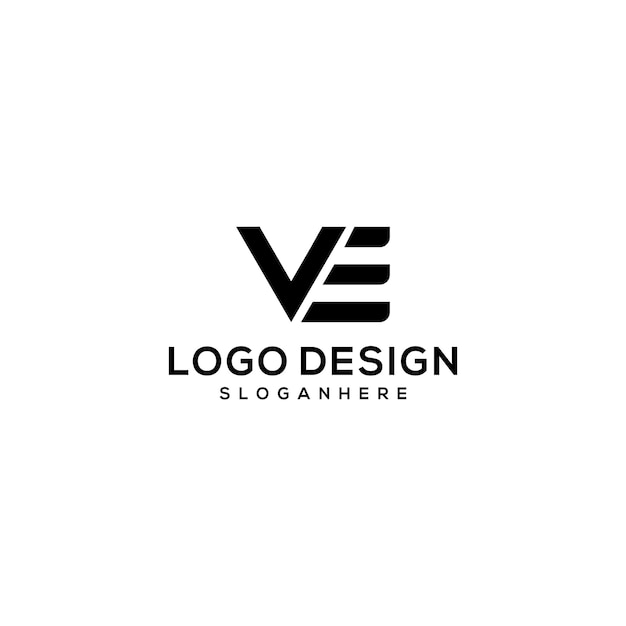 文字vとeモノグラムのロゴデザインの組み合わせ