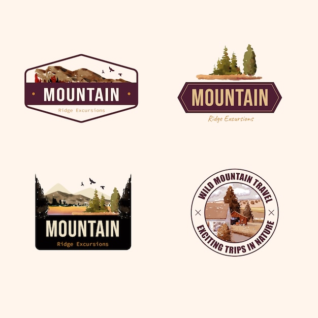 Free vector logo design with landscape in autumn