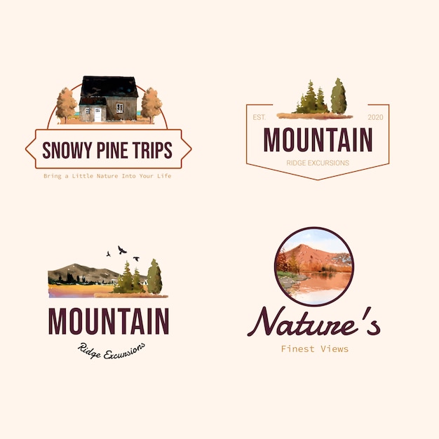 Logo design with landscape in autumn