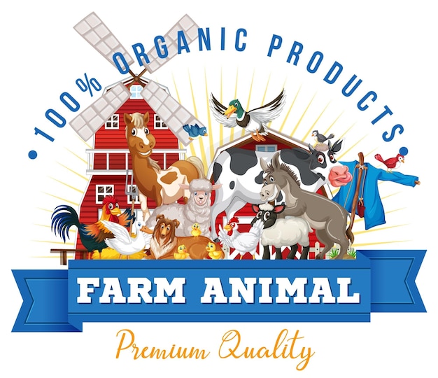 Vettore gratuito design del logo con molti animali