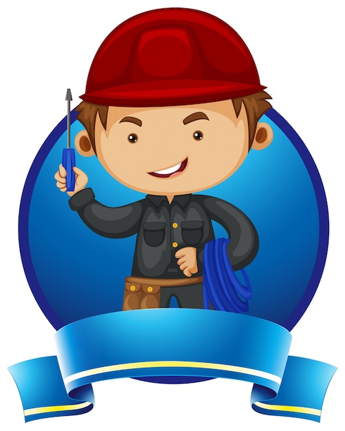 Logo design with repairman and tools