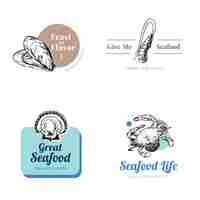 Free vector logo design with seafood concept for branding and marketing illustration