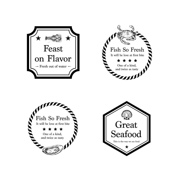 Дизайн логотипа с концепцией морепродуктов для брендинга и маркетинговой иллюстрации