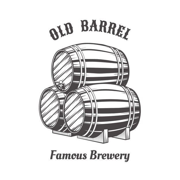 パブ用の木製ビール樽のロゴデザイン。