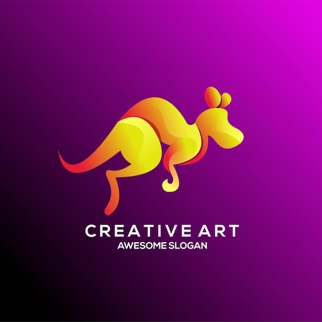 Free vector logo kangaroo gradient colorful design