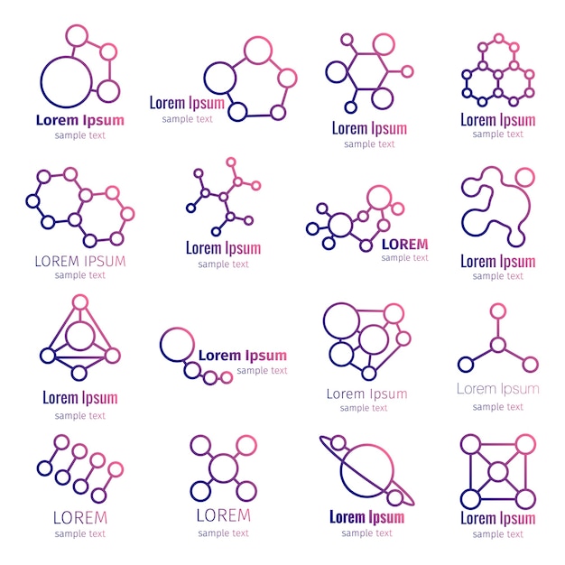 Free vector logo scientific research, science logo icon set. science and research logo, chemistry scientific, biology and chemical logo. vector illustration