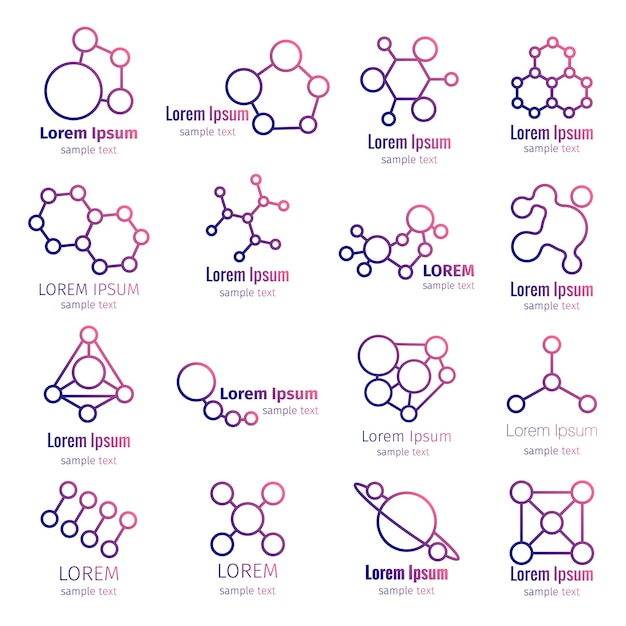 Logo scientific research, science logo icon set. Science and research logo, chemistry scientific, biology and chemical logo. Vector illustration