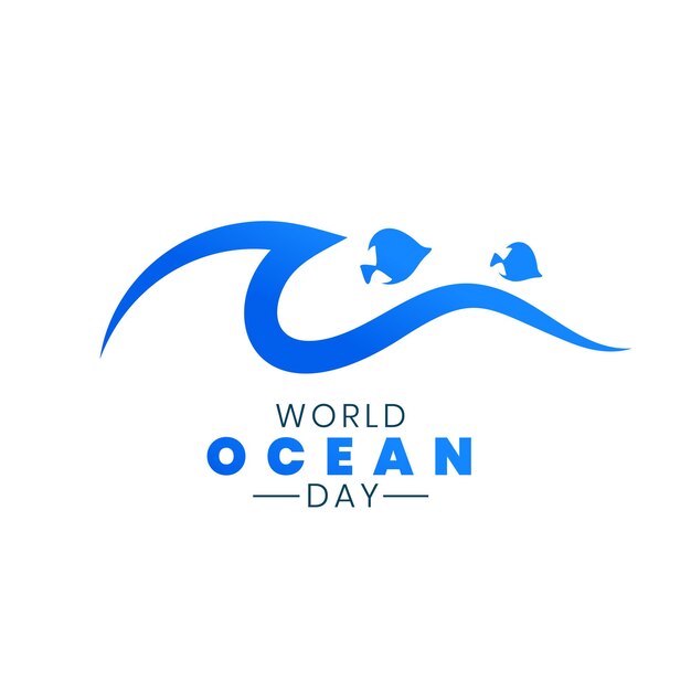 Концепция дня мирового океана в стиле логотипа с рыбой