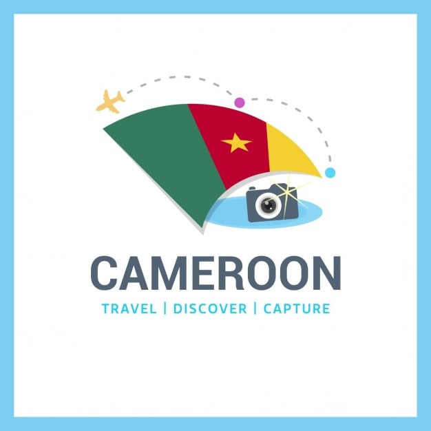 Free vector logo travel with flag of cameroon