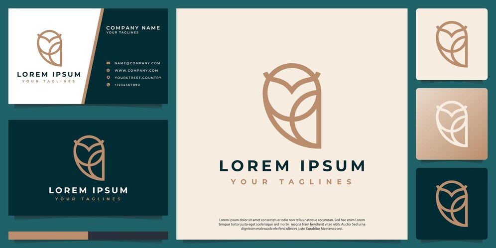  Logo vector line art minimalist luxury owl Premium Vector