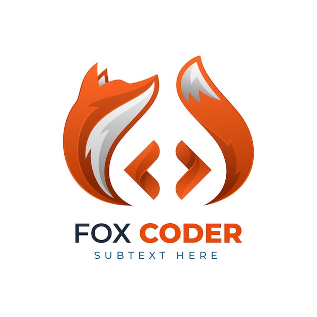 Free vector logo web template gradient fox code