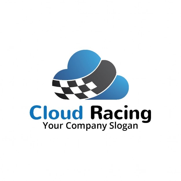 Logo with a blue and black cloud