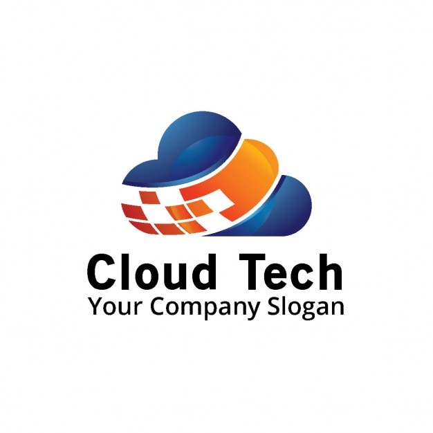 Logo with a blue and orange cloud