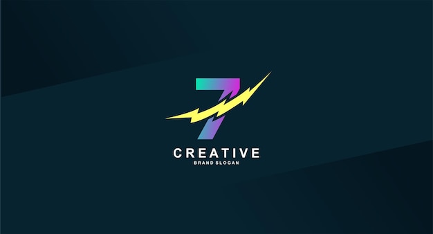 Free vector a logo with a lightning bolt and the number 7